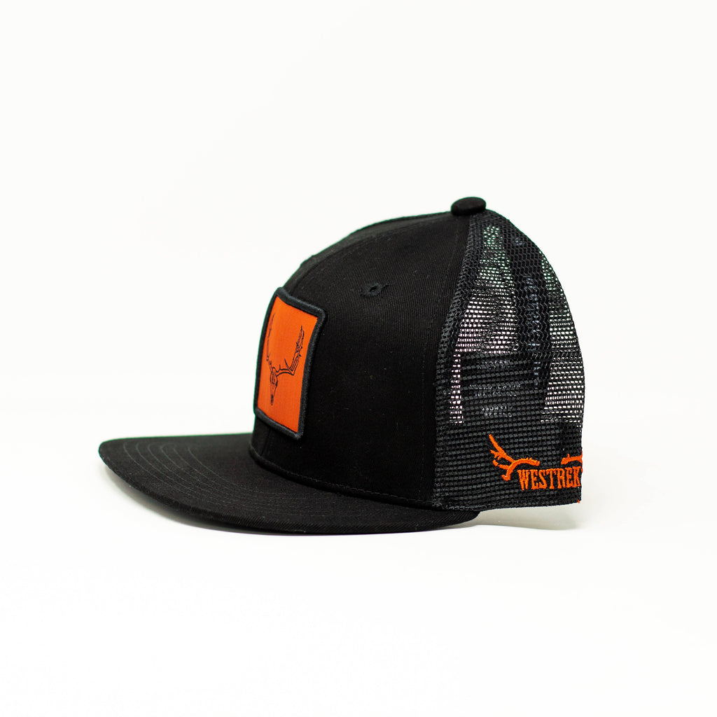 Orange Skull Buck Snapback Hat