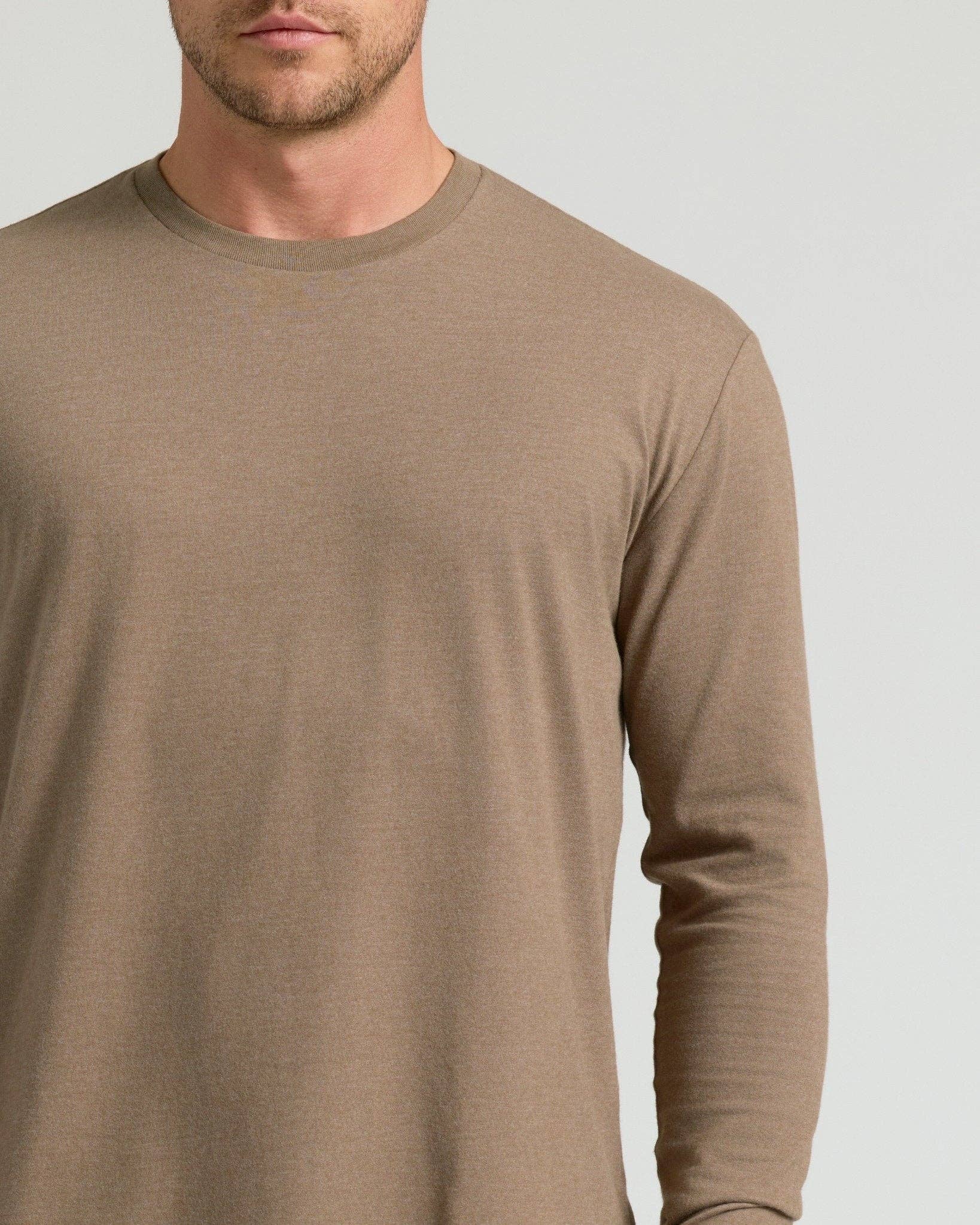 True Classic Dark Heather Sagewood Long Sleeve Crew Neck Shirt