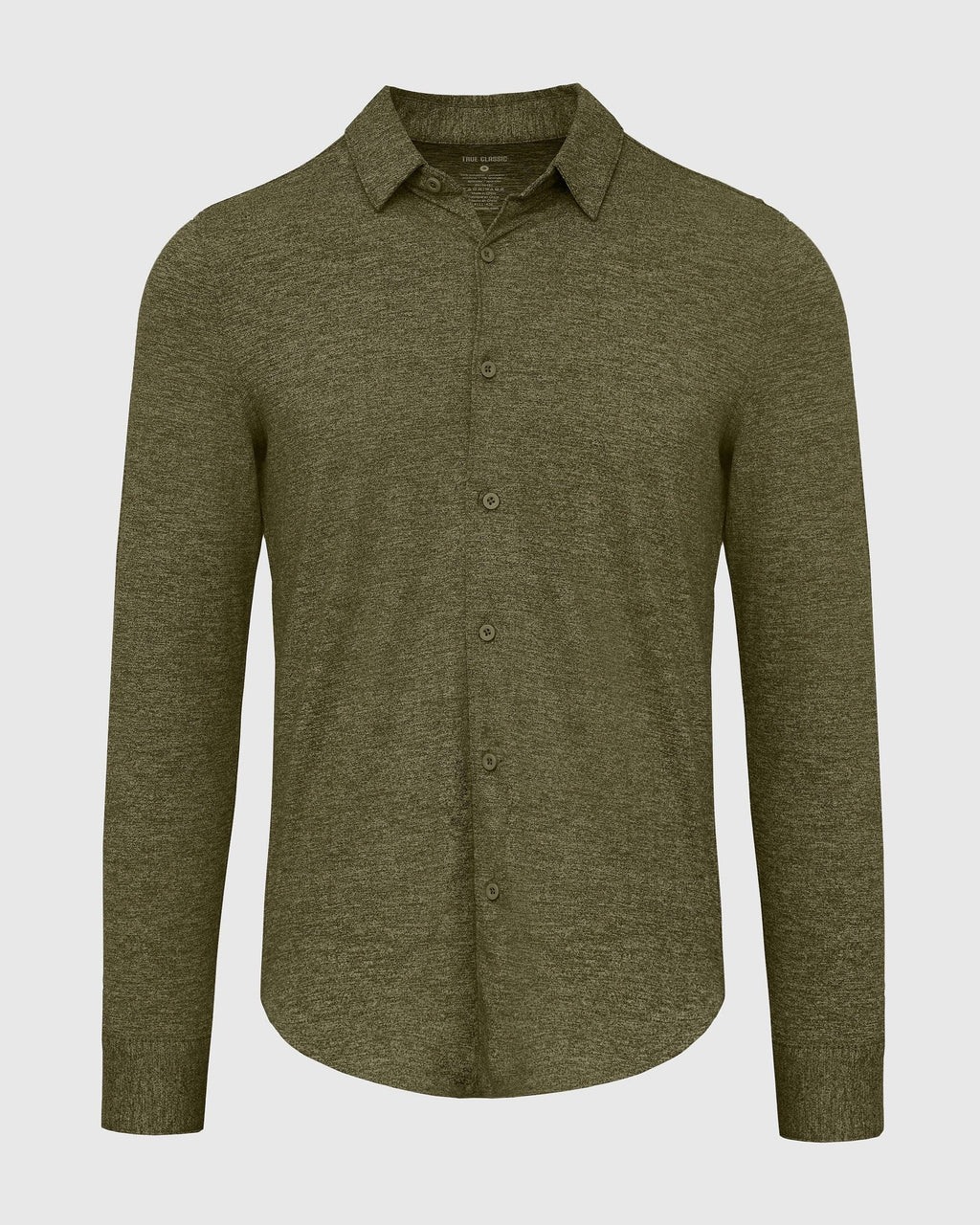True Classic Dark Heather Military Green Long Sleeve Comfort Shirt