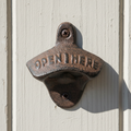 Cast Iron "Open Here" Wall Bottle Opener – Rustic Farmhouse Bar & Kitchen Décor, 3.1"