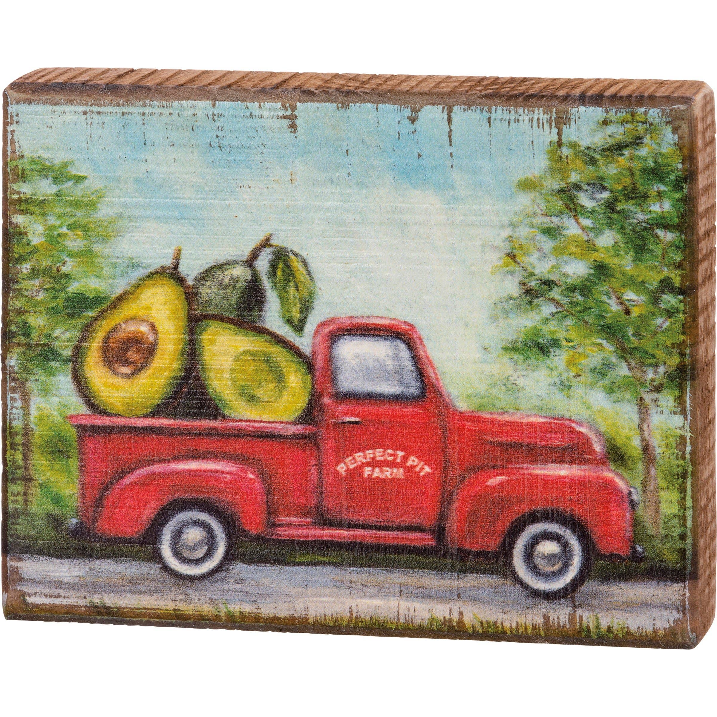 Primitives by Kathy - Avocado Perfect Pit Farm Block Sign