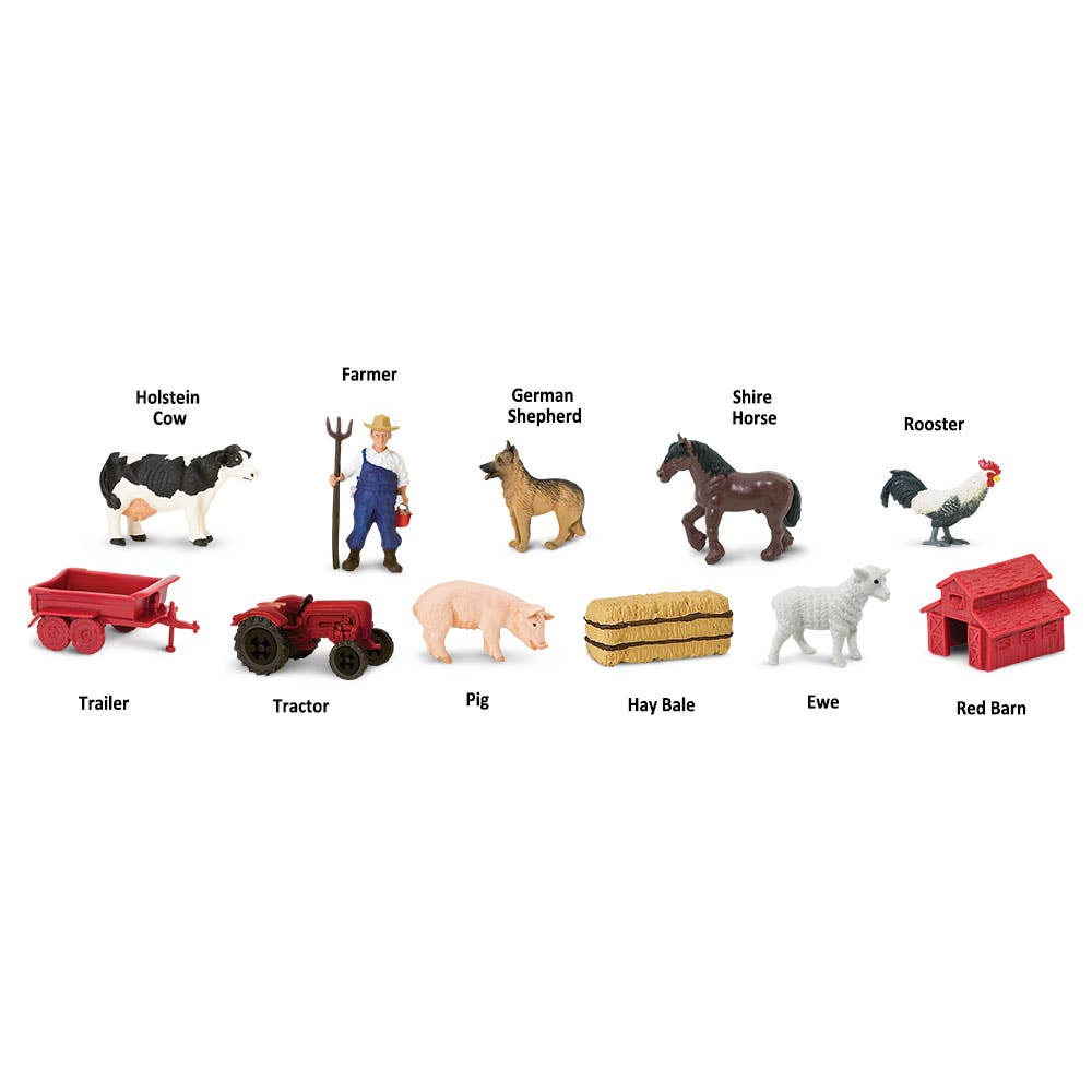 Down on the Farm Miniature Figurine TOOB – 11 Piece Set