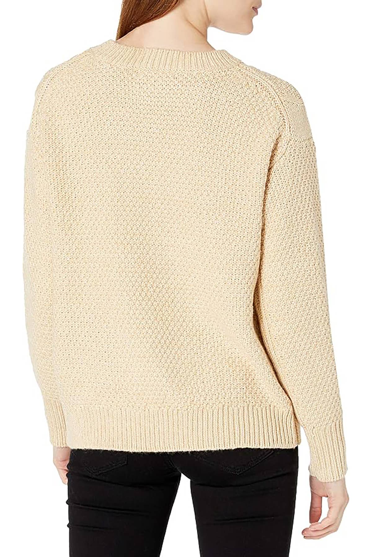 Ivory Diamond Cable Knit Crewneck Sweater