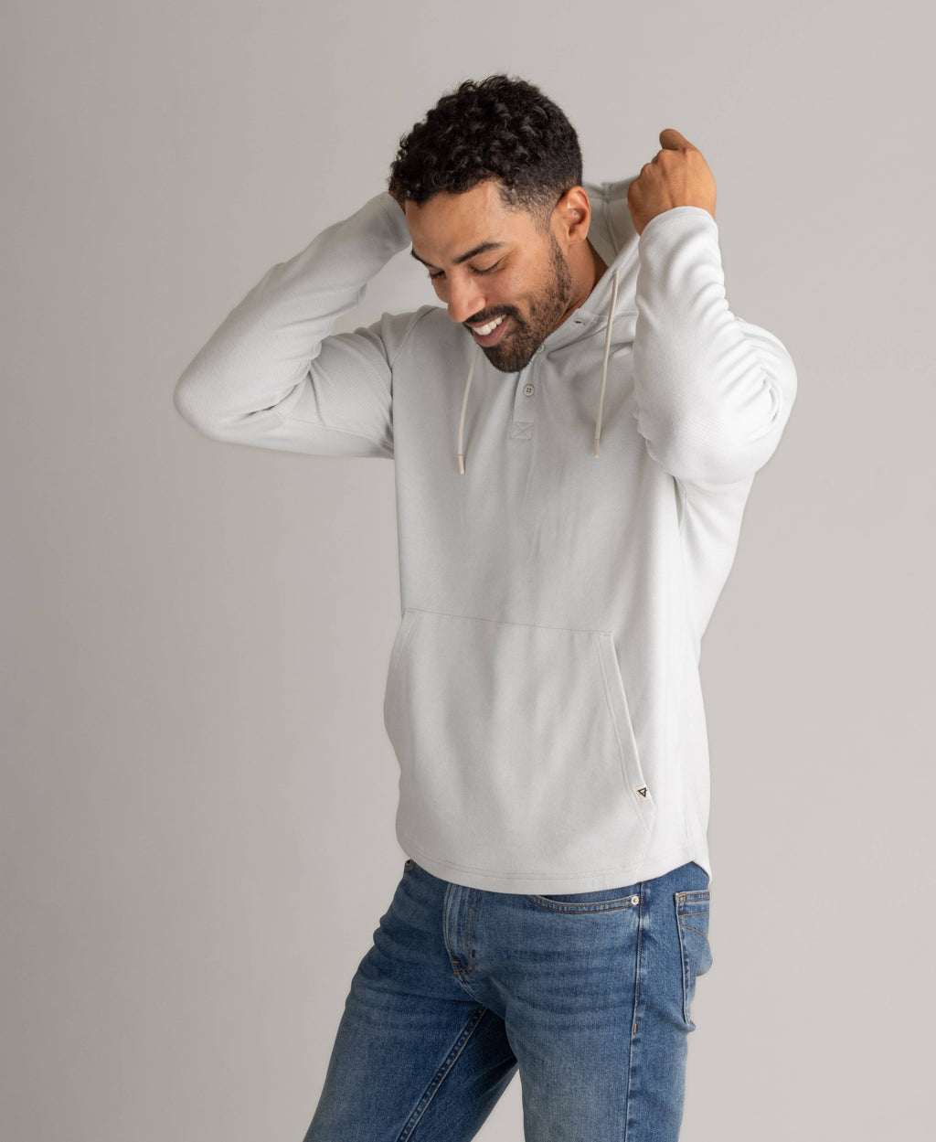 Men's Lichen Stretch Flannel Hooded Henley