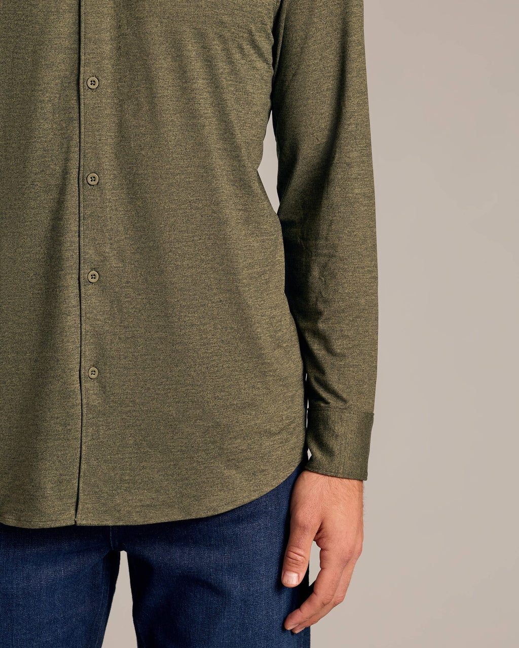 True Classic Dark Heather Military Green Long Sleeve Comfort Shirt