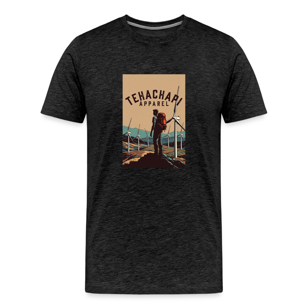 Tehachapi Trails & Turbines Graphic  Men's Premium T-Shirt - charcoal grey