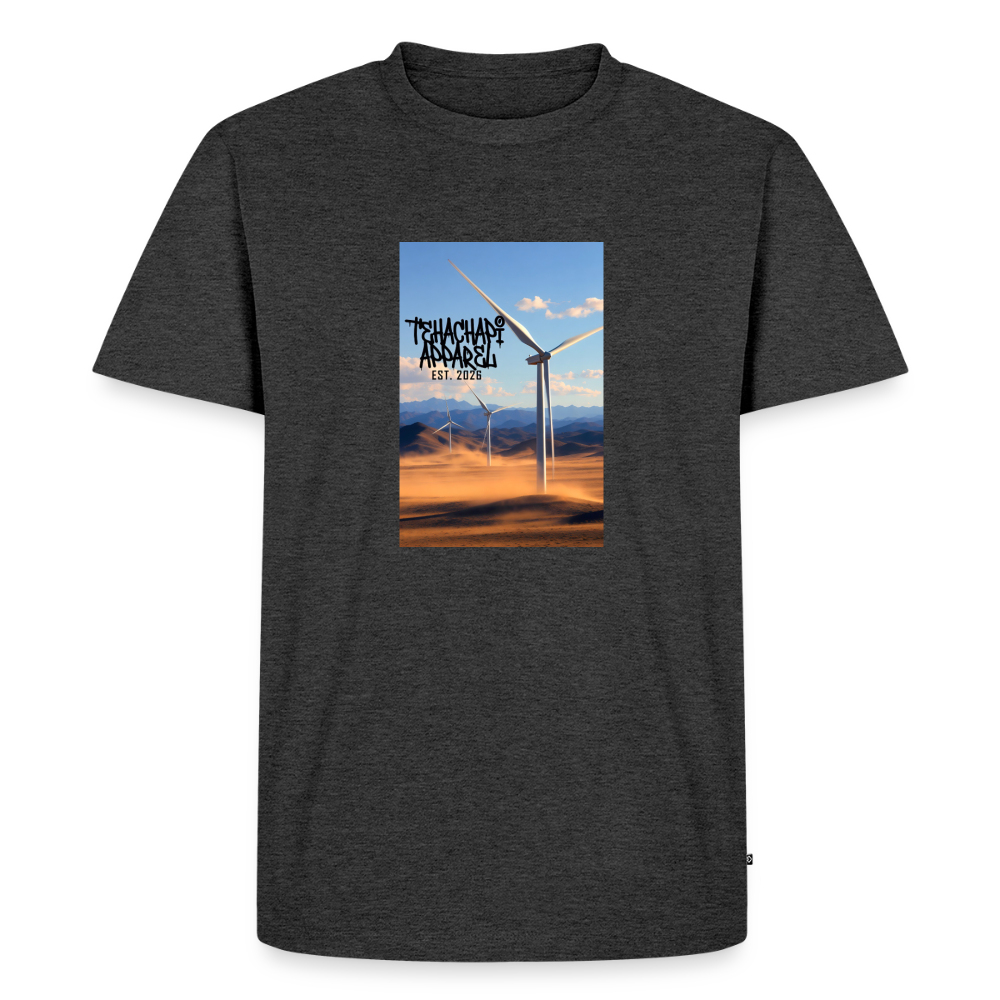 Tehachapi Power – Wind Turbine Landscape Print  Men's Premium T-Shirt - heather anthracite