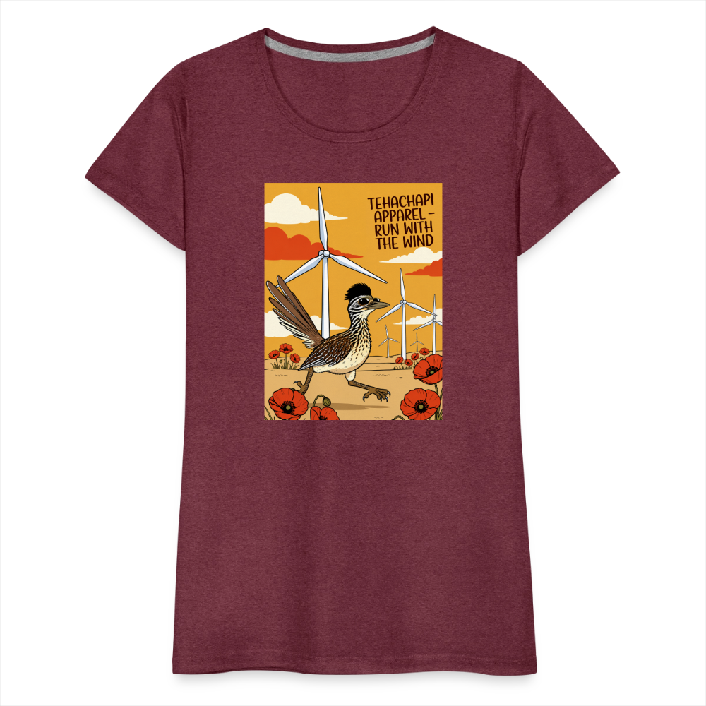 Tehachapi Wind Runner Women’s Premium T-Shirt - heather burgundy