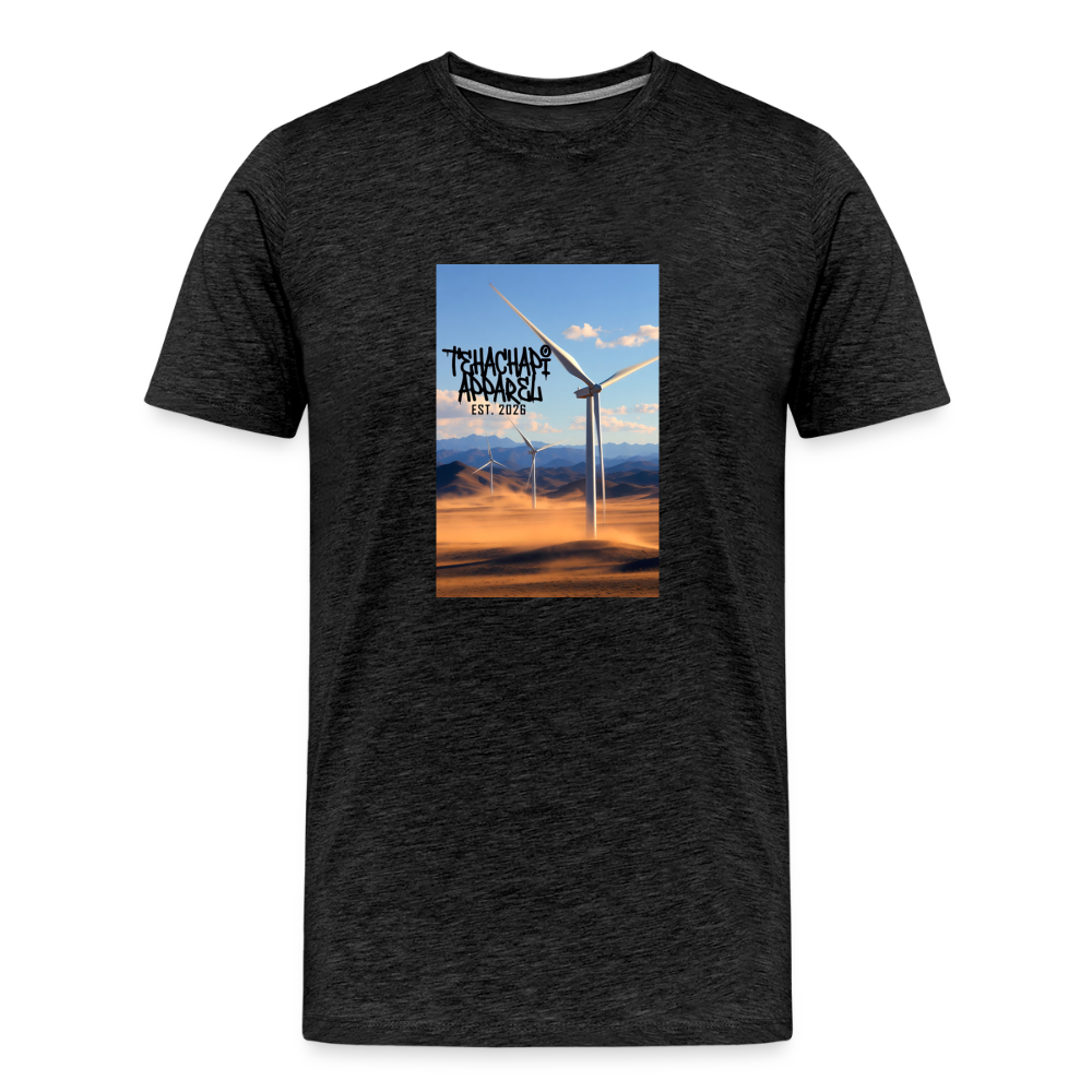 Tehachapi Power – Wind Turbine Landscape Print  Men's Premium T-Shirt - charcoal grey