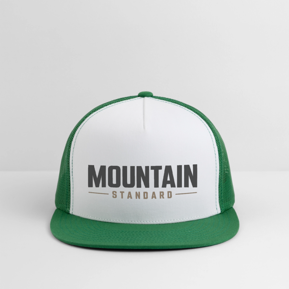 MOUNTAIN STANDARD™ Tehachapi California Premium Snapback Trucker Hat - white/kelly green