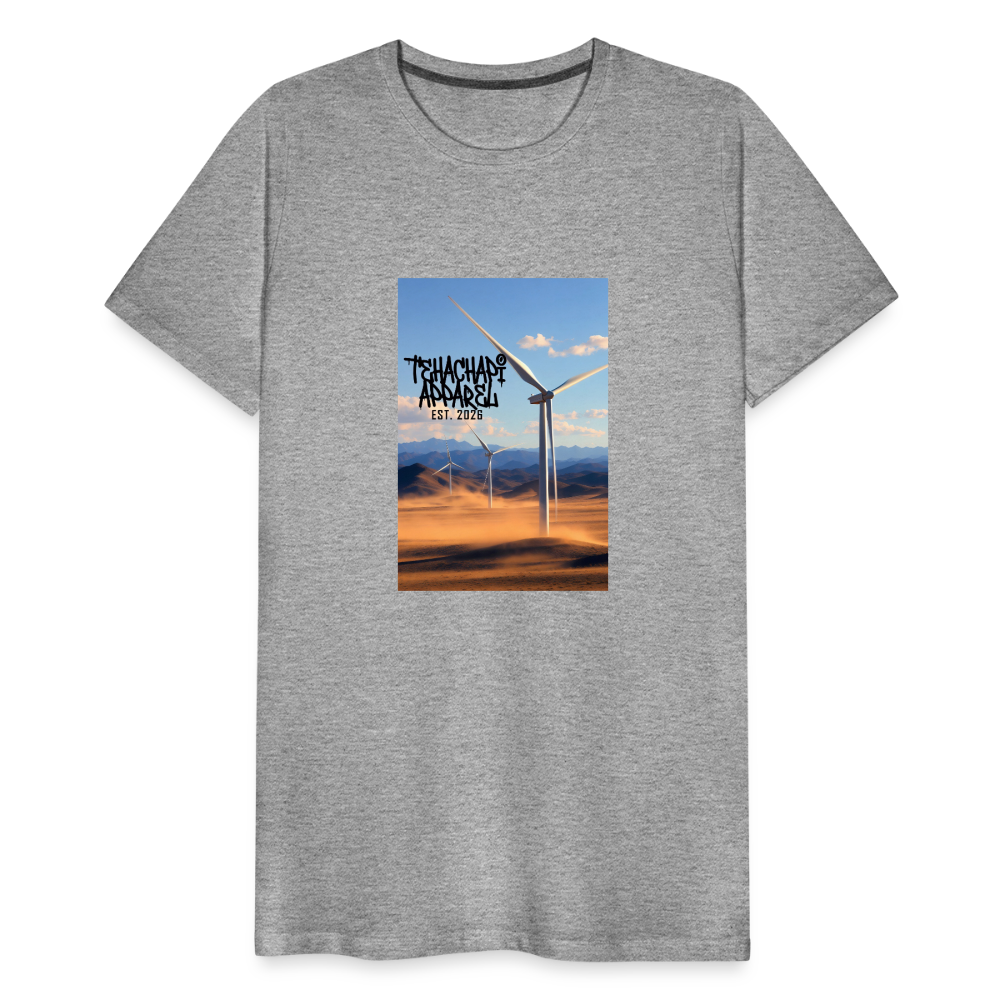 Tehachapi Power – Wind Turbine Landscape Print  Men's Premium T-Shirt - heather gray