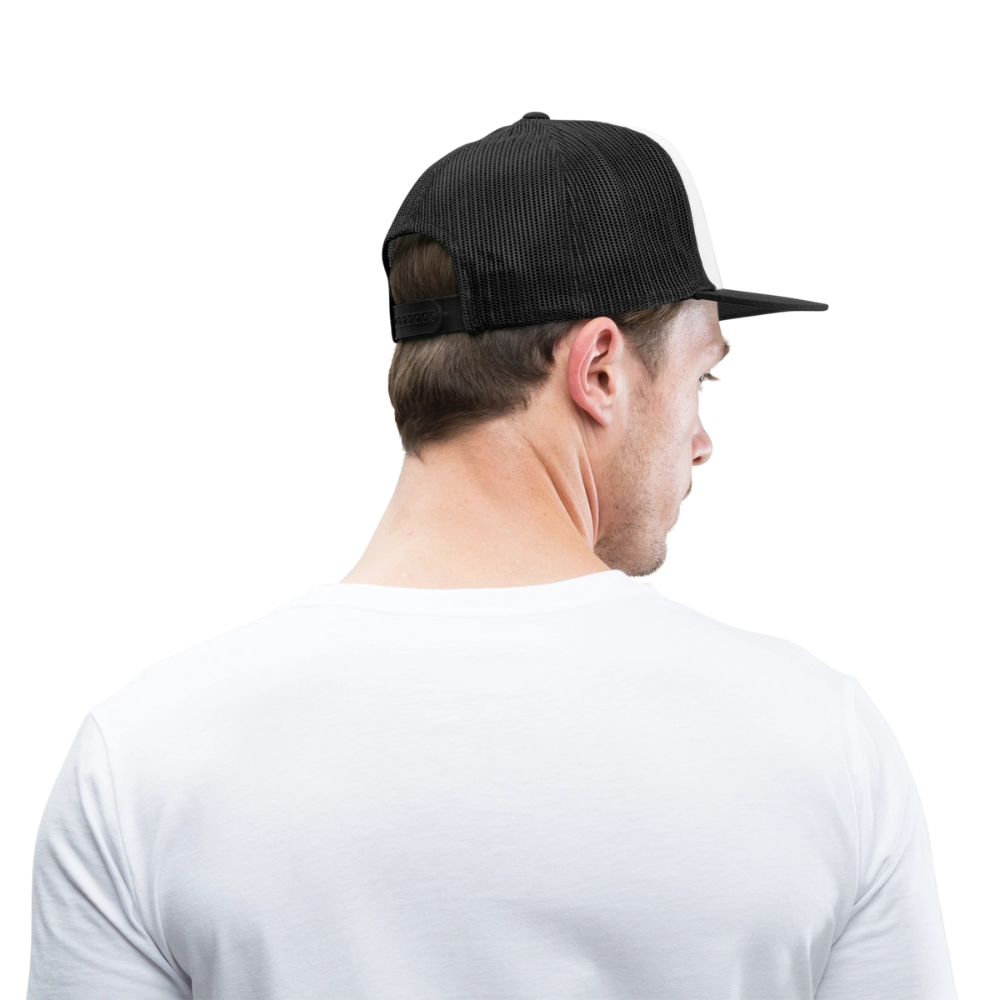MOUNTAIN SUPPLY™ Tehachapi California Premium Snapback Trucker Hat - white/black