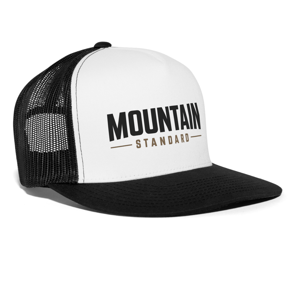 MOUNTAIN STANDARD™ Tehachapi California Premium Snapback Trucker Hat - white/black