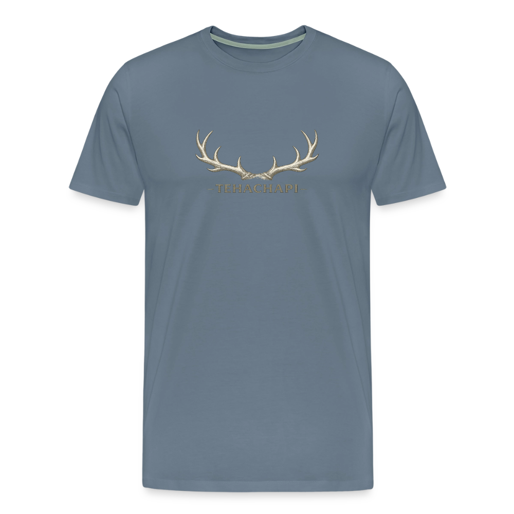 Tehachapi Antler Graphic Men's Premium T-Shirt - steel blue