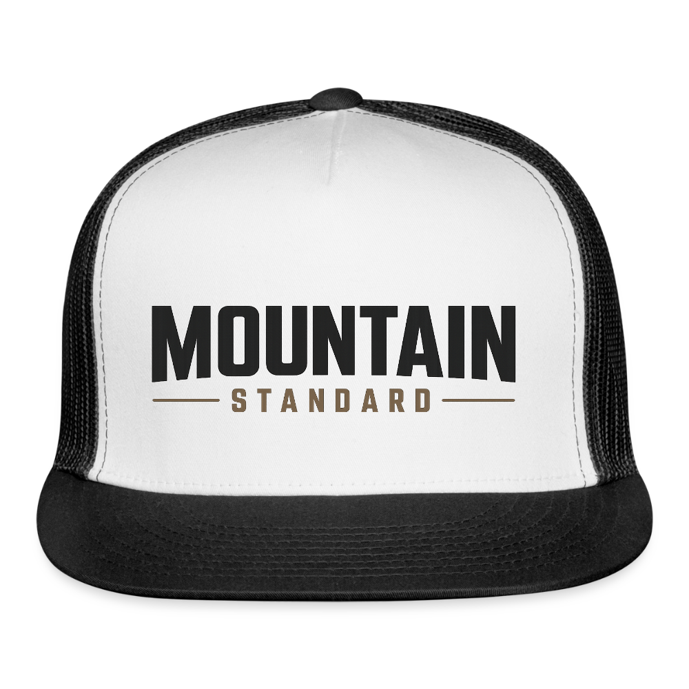 MOUNTAIN STANDARD™ Tehachapi California Premium Snapback Trucker Hat - white/black