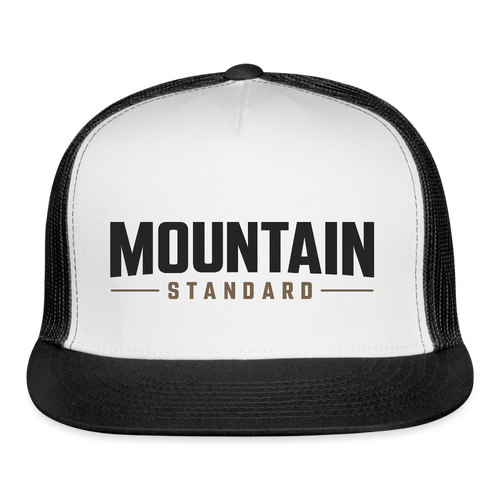 MOUNTAIN STANDARD™ Tehachapi California Premium Snapback Trucker Hat - white/black