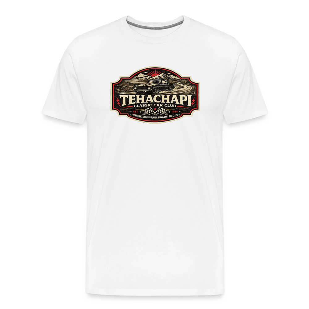 Tehachapi Classic Car Club Premium T-Shirt – Vintage Mountain Cruiser Graphic - white