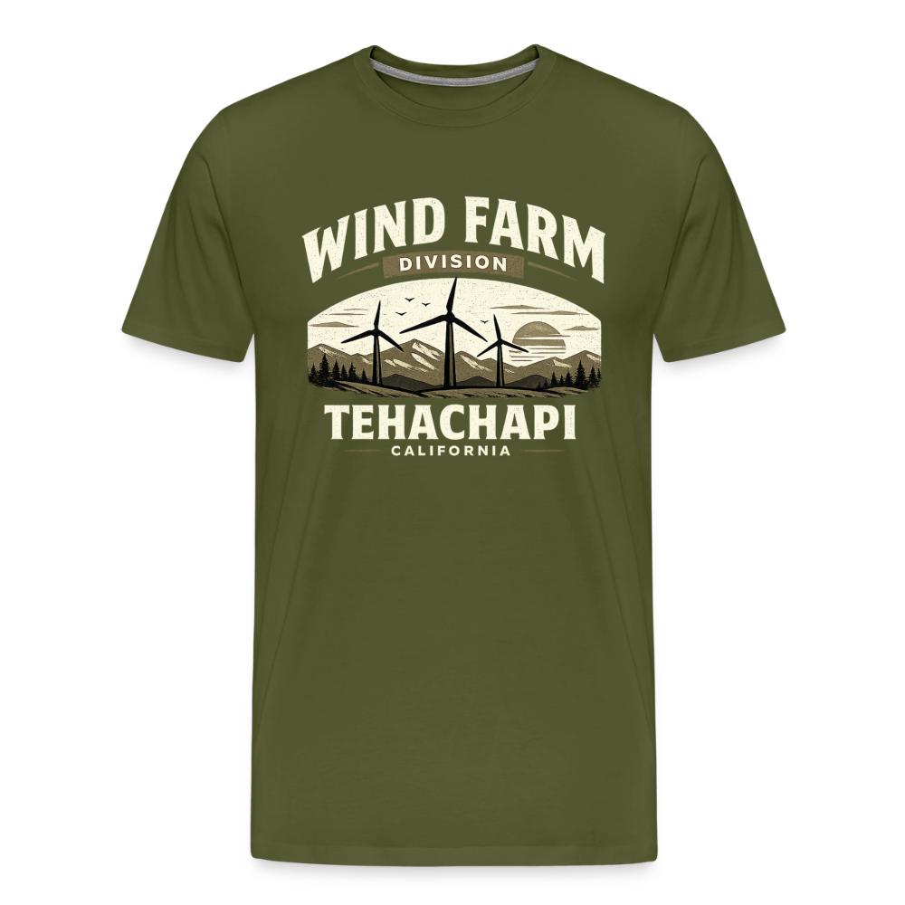 Tehachapi California Wind Farm Division Premium Men’s T-Shirt – Vintage Outdoor Graphic Tee - olive green