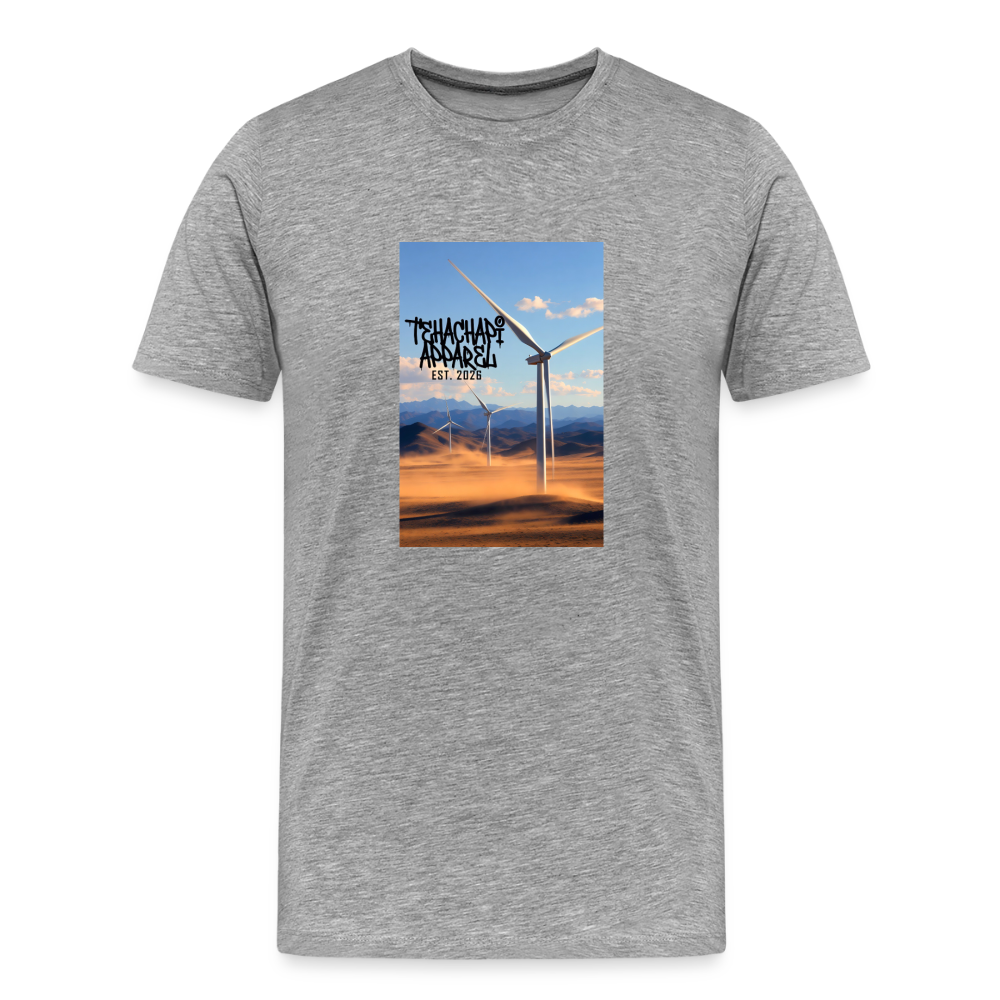 Tehachapi Power – Wind Turbine Landscape Print  Men's Premium T-Shirt - heather gray