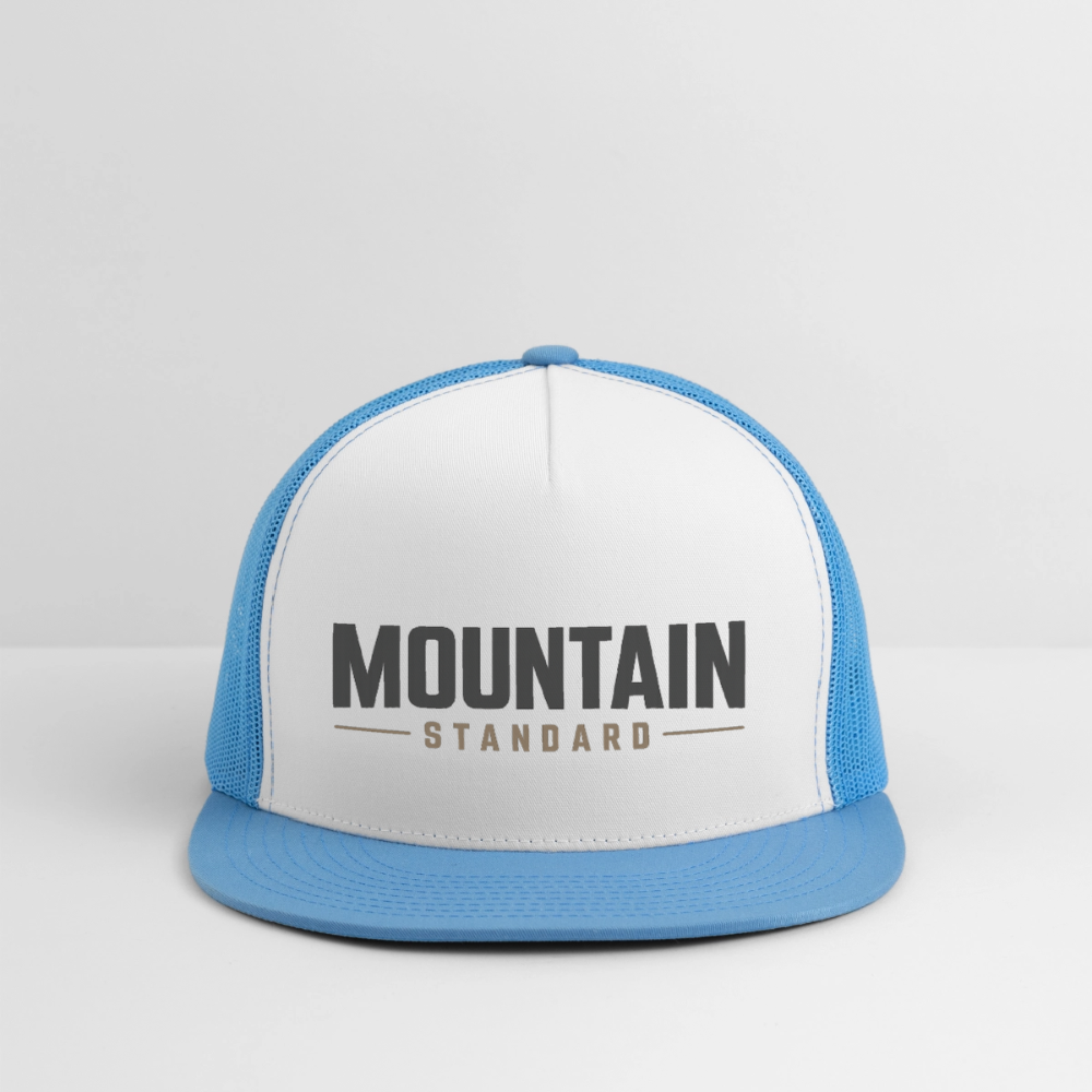 MOUNTAIN STANDARD™ Tehachapi California Premium Snapback Trucker Hat - white/blue