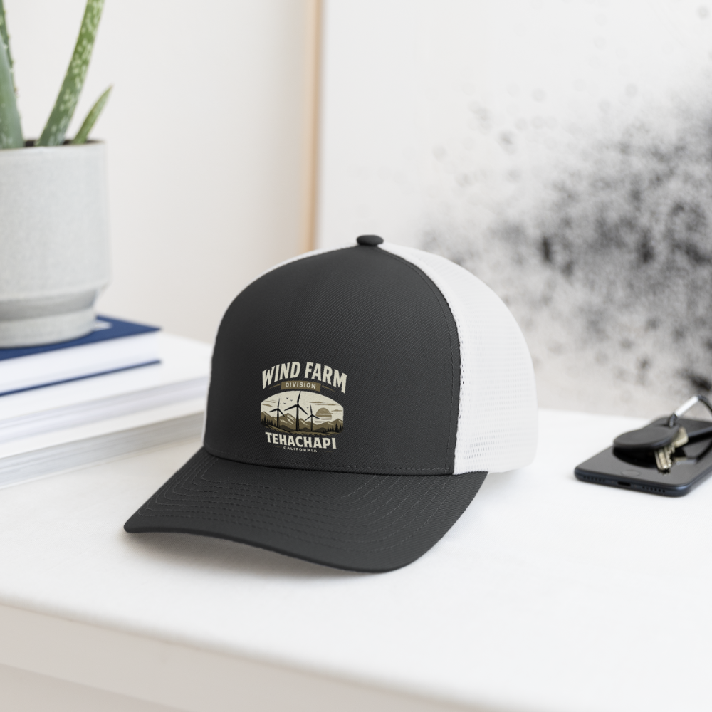 Tehachapi California Wind Farm Division FlexFit Hat – Vintage Mountain Outdoor Cap - dark gray/white