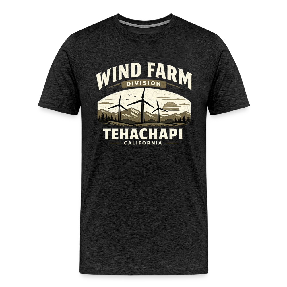 Tehachapi California Wind Farm Division Premium Men’s T-Shirt – Vintage Outdoor Graphic Tee - charcoal grey
