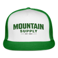 MOUNTAIN SUPPLY™ Tehachapi California Premium Green Snapback Trucker Hat - white/kelly green