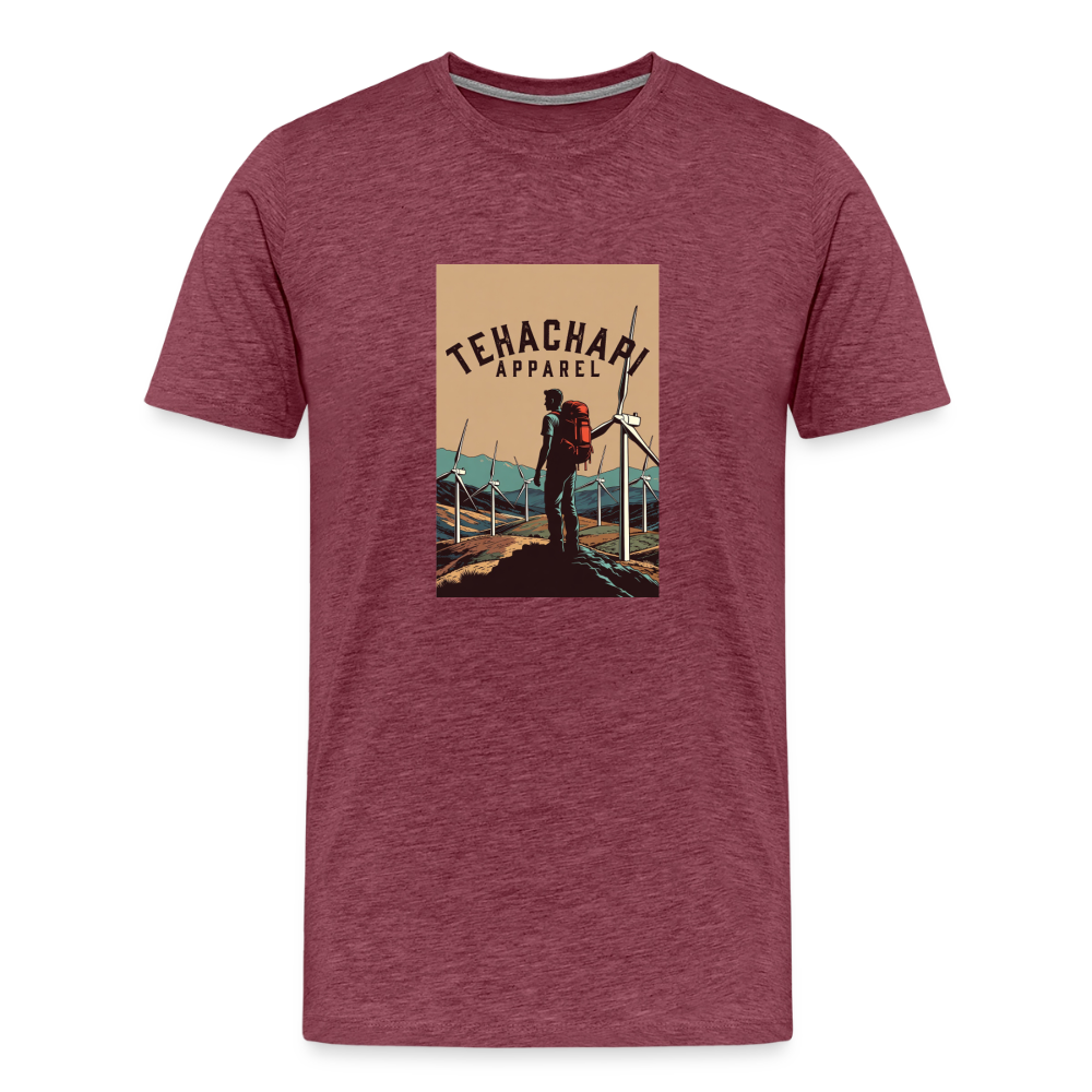 Tehachapi Trails & Turbines Graphic  Men's Premium T-Shirt - heather burgundy