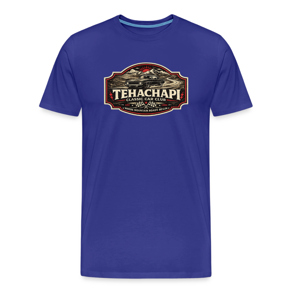 Tehachapi Classic Car Club Premium T-Shirt – Vintage Mountain Cruiser Graphic - royal blue