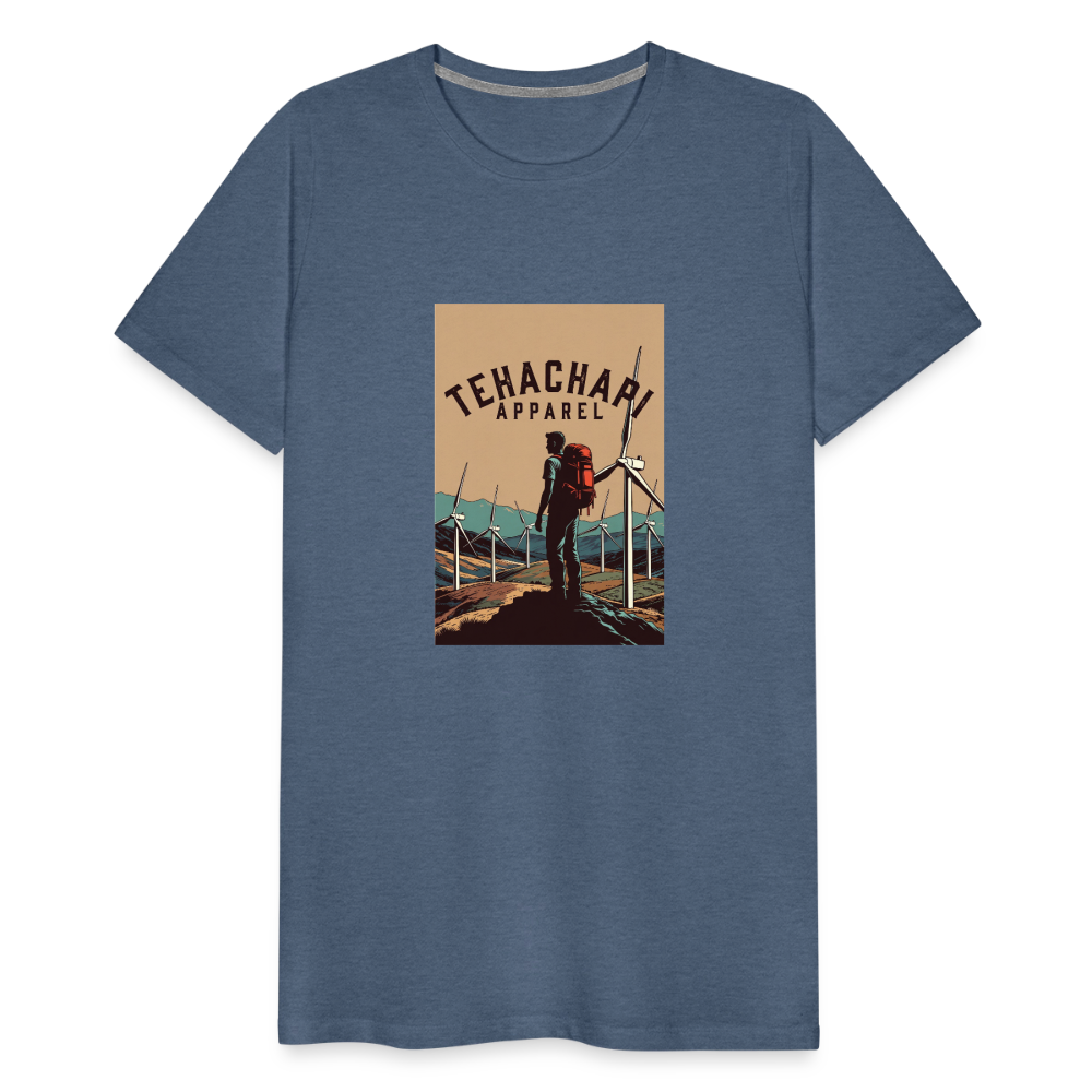Tehachapi Trails & Turbines Graphic  Men's Premium T-Shirt - heather blue