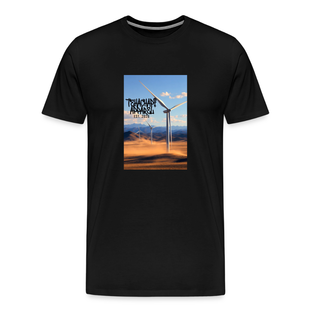 Tehachapi Power – Wind Turbine Landscape Print  Men's Premium T-Shirt - black