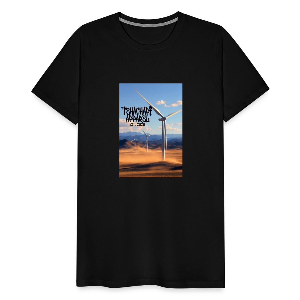 Tehachapi Power – Wind Turbine Landscape Print  Men's Premium T-Shirt - black