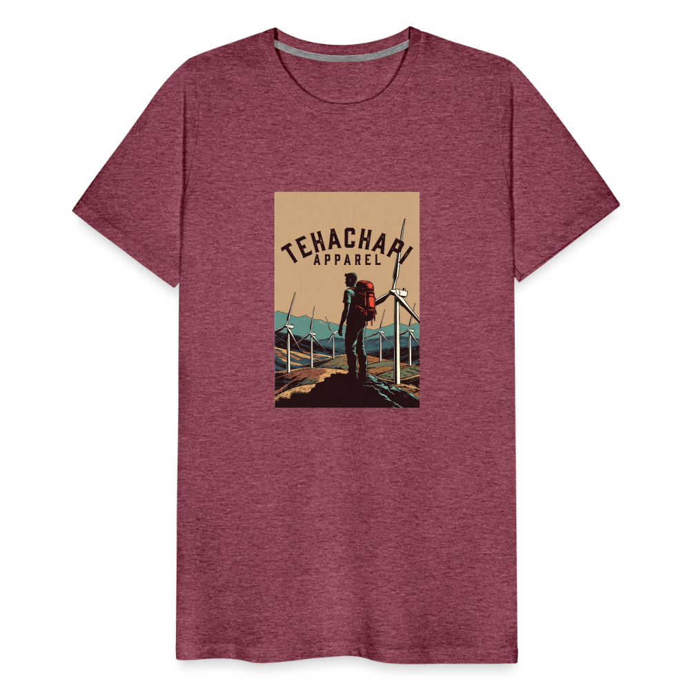Tehachapi Trails & Turbines Graphic  Men's Premium T-Shirt - heather burgundy