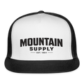 MOUNTAIN SUPPLY™ Tehachapi California Premium Snapback Trucker Hat - white/black