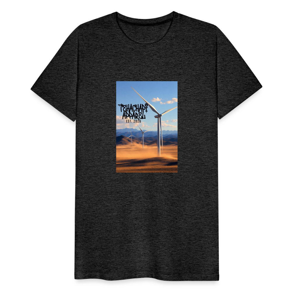 Tehachapi Power – Wind Turbine Landscape Print  Men's Premium T-Shirt - charcoal grey