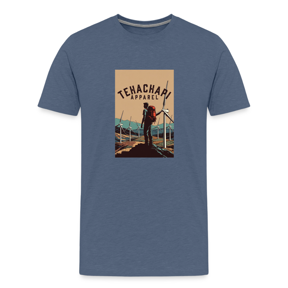Tehachapi Trails & Turbines Graphic  Men's Premium T-Shirt - heather blue