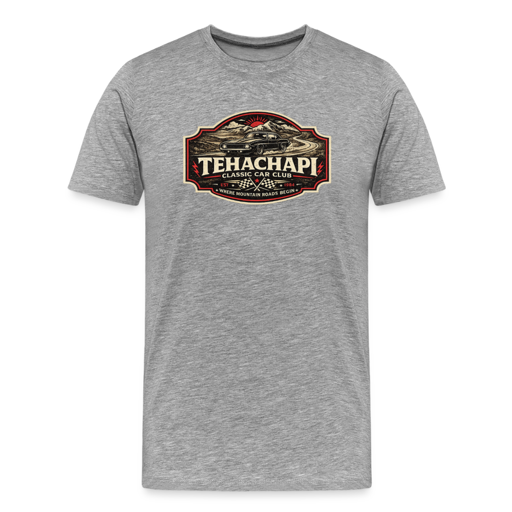 Tehachapi Classic Car Club Premium T-Shirt – Vintage Mountain Cruiser Graphic - heather gray