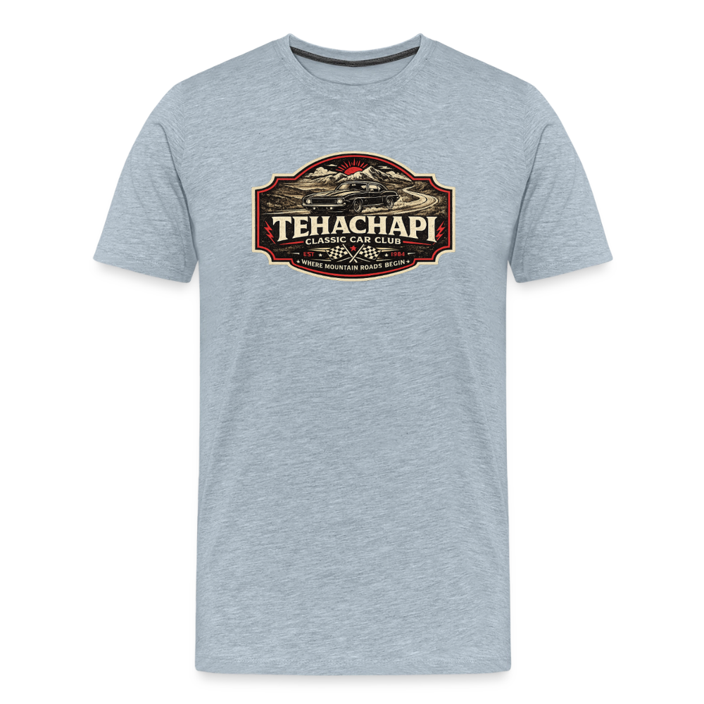 Tehachapi Classic Car Club Premium T-Shirt – Vintage Mountain Cruiser Graphic - heather ice blue