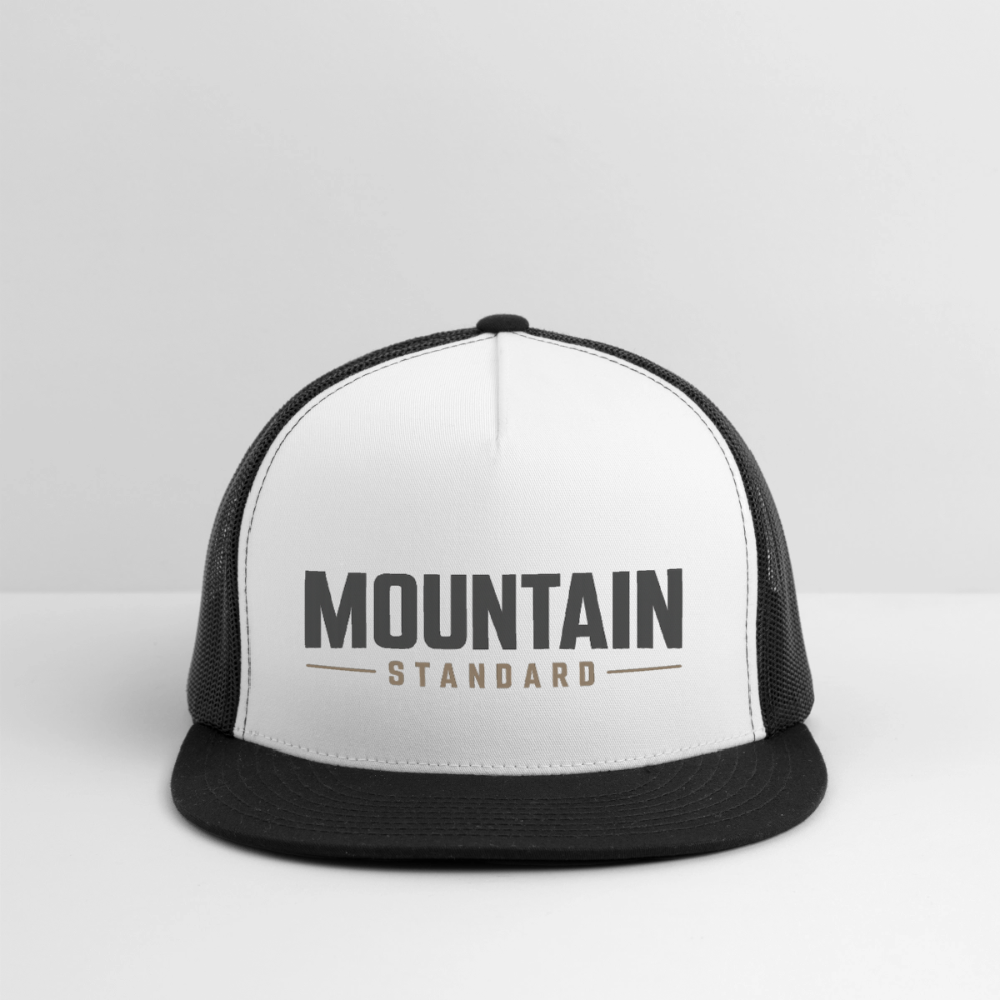MOUNTAIN STANDARD™ Tehachapi California Premium Snapback Trucker Hat - white/black