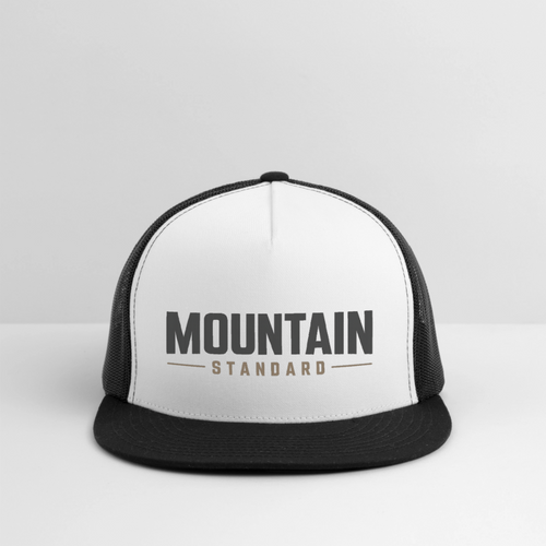 MOUNTAIN STANDARD™ Tehachapi California Premium Snapback Trucker Hat - white/black