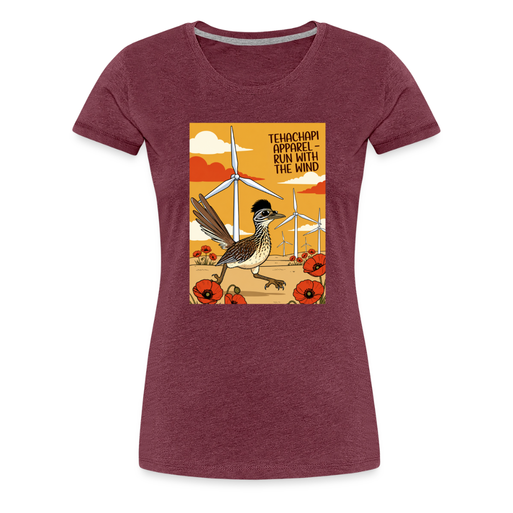 Tehachapi Wind Runner Women’s Premium T-Shirt - heather burgundy
