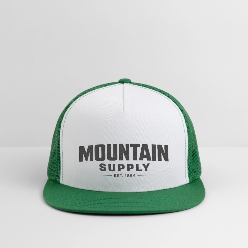 MOUNTAIN SUPPLY™ Tehachapi California Premium Snapback Trucker Hat - white/kelly green