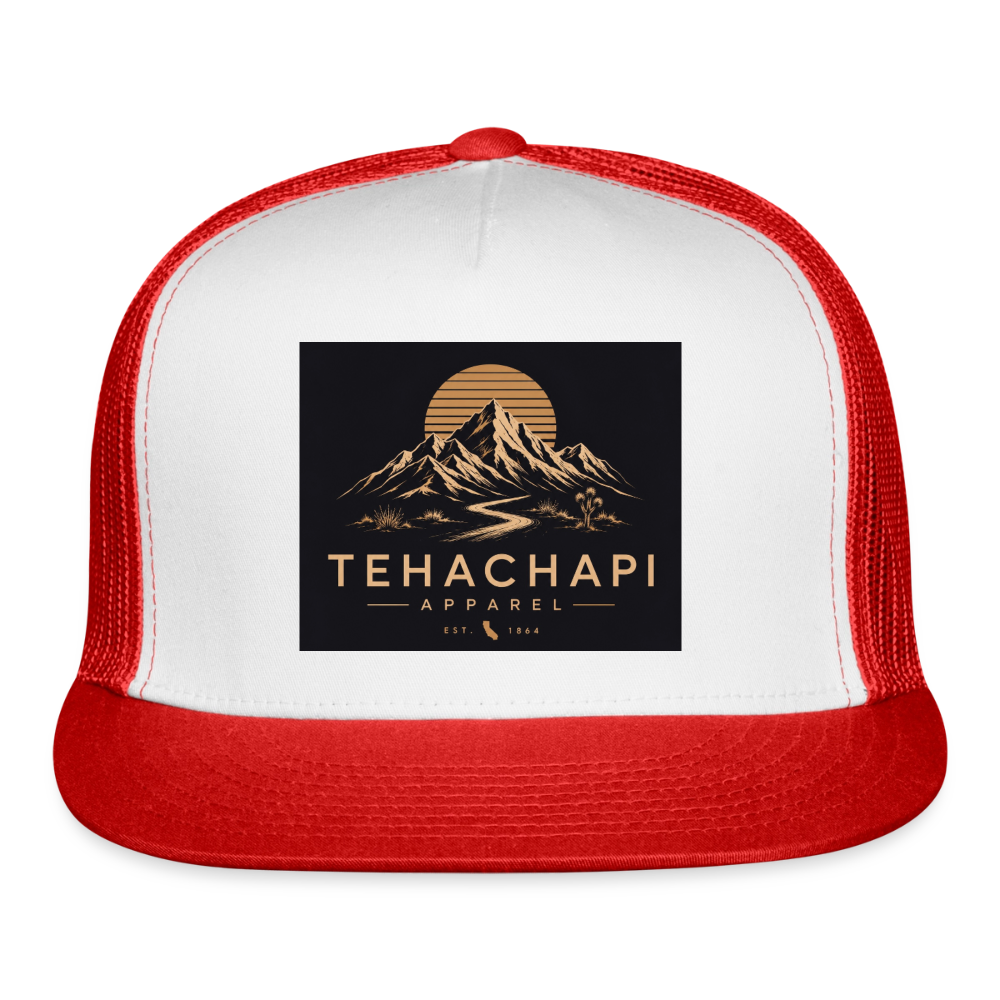 Tehachapi Apparel Trucker Hat - white/red