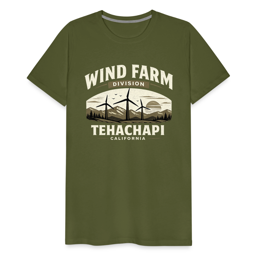 Tehachapi California Wind Farm Division Premium Men’s T-Shirt – Vintage Outdoor Graphic Tee - olive green
