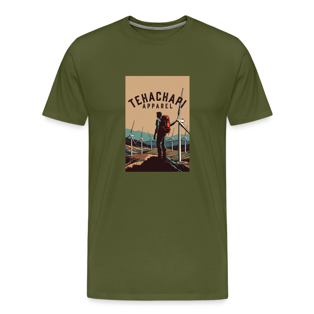 Tehachapi Trails & Turbines Graphic  Men's Premium T-Shirt - olive green