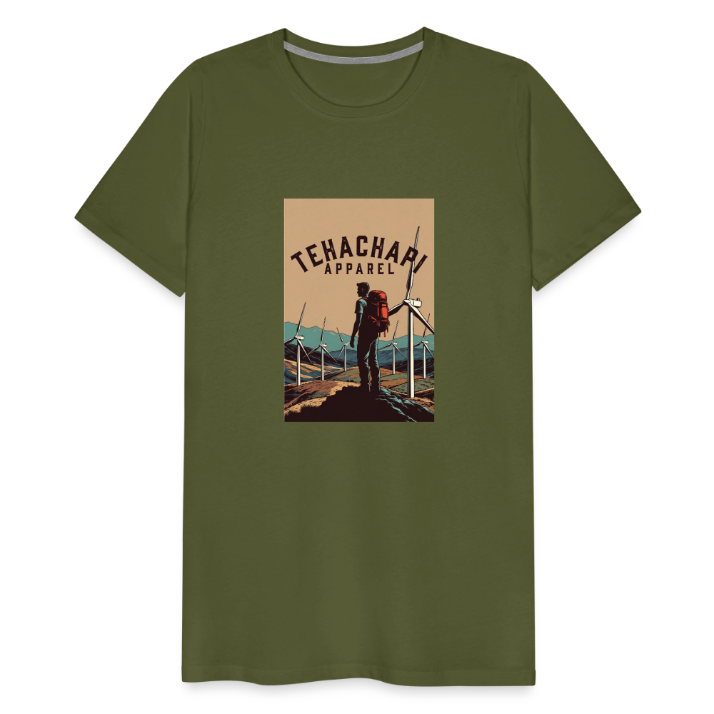 Tehachapi Trails & Turbines Graphic  Men's Premium T-Shirt - olive green