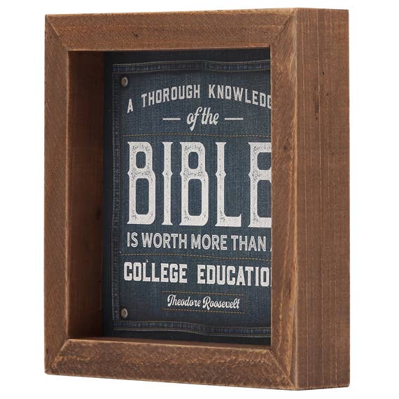 Knowledge Of The Bible Framed Wood Table Topper