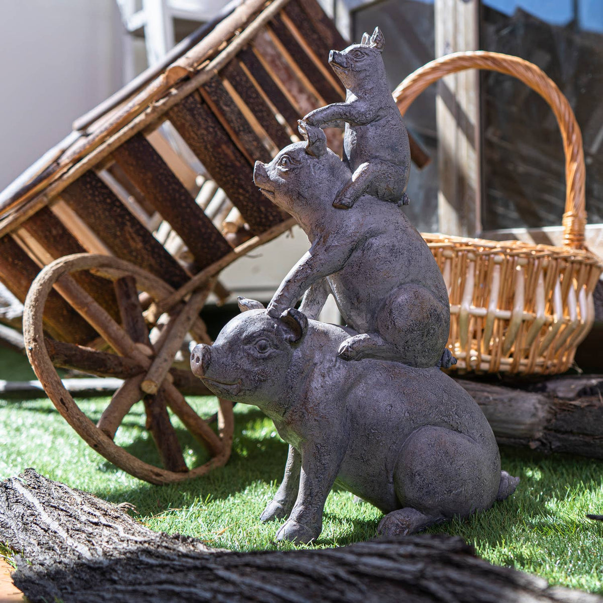 Three Little Piggies Stacked Farmhouse Figurine