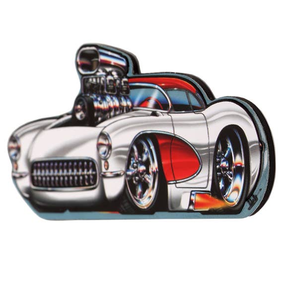 White Hot Rod Embossed Tin Magnet