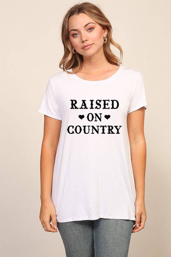 Raised on Country Graphic Tee - Women's White Western T-Shirt
